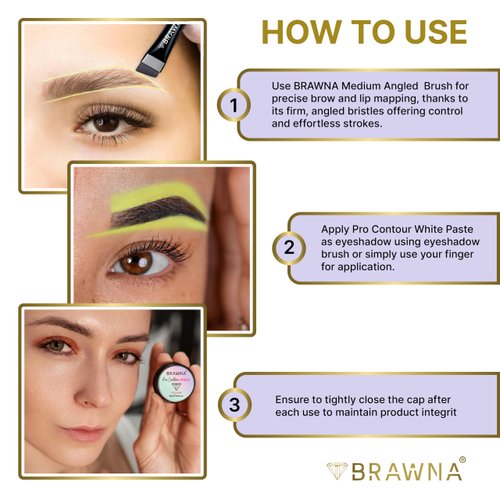 BRAWNA Pro PMU Mapping Kit for Eyebrows and Lips, 1 Countour Yellow Mapping Paste, 1 Yellow Mapping String, 1 Angled Eyebrow Brush