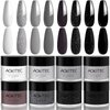Aokitec 8 Colors Dip Powder Nail Set, Gray Classic White Black Collection Glitter Pastel Dipping Powder Manicure Starter Kit Nails French Nail Art Salon Home DIY Ideal Gifts for Women