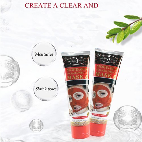 AICHUN BEAUTY Peel-Off Facial Mask Deep Cleansing Oil & Dirt Pores Face Skin Recover Vitamin A & E 120ml/4.05fl.oz (NICOTINAMIDE COLLAGEN PEEL-OFF MASK)