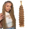 Honey Blonde Human Braiding Hair 24inch 1 Bundle #27 Blonde Deep Wave Bulk Human Hair For Braiding Deep Wave Human Braiding Hair Deep Wave Bundles Human Hair Bundles Remy Human Hair Extensions
