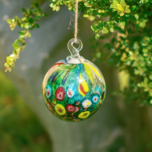 QFkris 4" Hand-Blown Glass Friendship Balls for Hanging Gardens Window Outdoor Gazing Ball Witch Balls Glass Ornament