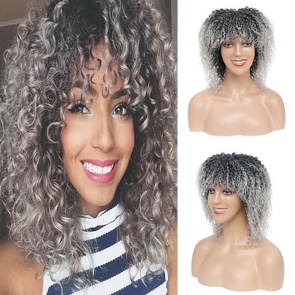 Elvirgel Short Wigs for Black Women Kinky Curly Wigs for Black Women Afro Wigs for Black Women Natural Hair Wigs for Black Women