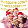 Gold Glitter Goodbye 2024 Hello 2025 Banner Happy New Year Banner New Year Hanging Swirls Decorations for New Year's Eve Party Supplies Happy New Year Decorations 2025