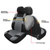 VarCozy Car Seat Covers Full Set, Front & Split Rear Bench for Car, Universal Cloth SUV, Sedan, Van, Automotive Interior Covers, Airbag Compatible, Black&Grey (VC-01-B1)