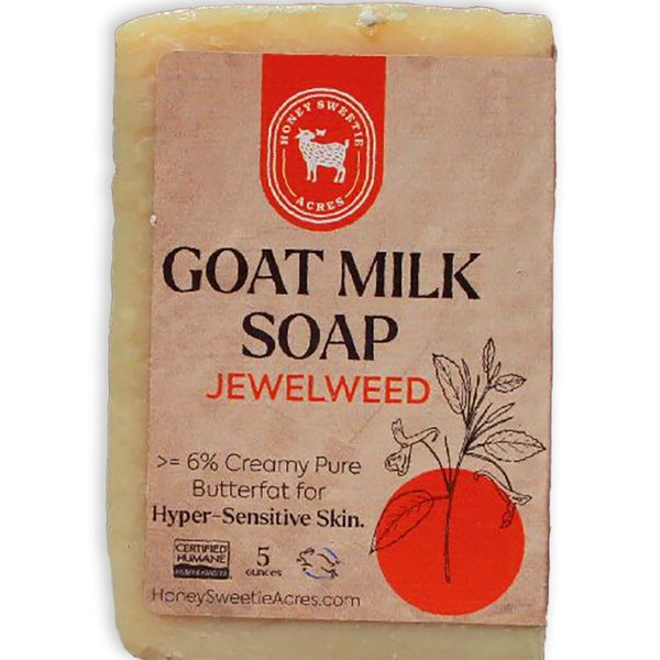 Honey Sweetie Acres All-Natural Jewelweed Goat Milk Soap – 5 oz Handcrafted Bar for Effective Poison Ivy Relief – Eco-Friendly, Made in USA
