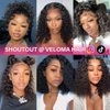 VELOMA 14inch Deep Wave Curly Bob Wigs Human Hair 13x4 Hd Lace Front Bob Wig Human Hair For Women 180% Density Pre Plucked With Baby Hair Short Curly Bob Lace Front Wig Human Hair Natural Hairline