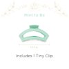 TELETIES - Tiny Open Claw Clip - Strong Grip, Bendable Teeth, Comfortable Cutout Design - Ideal for Long, Thick, Curly, or Wavy Hair - For All Hair Textures - Spring Collection - Mint