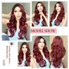 Ebingoo + Wig Cap 26 Inch Burgundy Lace Front Wigs with Dark Roots Wine Red Lace Front Wig With Baby Hair Ombre Red Lace Front Wigs Long Body Wavy Synthetic Hair for Women Daily Wear Party