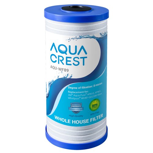 AQUA CREST AP810 Whole House Water Filter Replacement for 3M® Aqua-Pure AP810, AP801, AP811, Whirlpool® WHKF-GD25BB, WHKF-DWHBB, 5 Micron, 10" x 4.5", Well & Tap Water Filter, Pack of 1