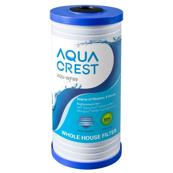 AQUA CREST AP810 Whole House Water Filter Replacement for 3M® Aqua-Pure AP810, AP801, AP811, Whirlpool® WHKF-GD25BB, WHKF-DWHBB, 5 Micron, 10" x 4.5", Well & Tap Water Filter, Pack of 1