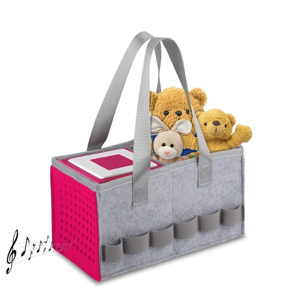 Carrying Case for Toniebox Tonies Starter Set & Audio Player Felt Cloth Portable Storage Bag Kids Travel Toy Organizer Tote Bags Handbag (Rose Red)