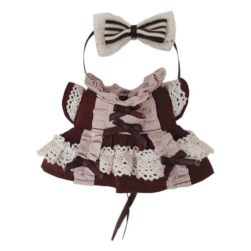 niannyyhouse 10cm Plush Doll Clothes Coffee Lace Dress Doll Dress up
