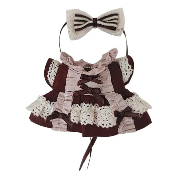 niannyyhouse 10cm Plush Doll Clothes Coffee Lace Dress Doll Dress up