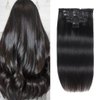 Clip in Hair Extensions 14inch Real Human Hair, 7pcs 95g Black Hair Extensions Clip In Human Hair Double Weft, Soft Straight Unprocessed Hair Extensions Real Human Hair Full Head (#1B Black, 14 Inch)
