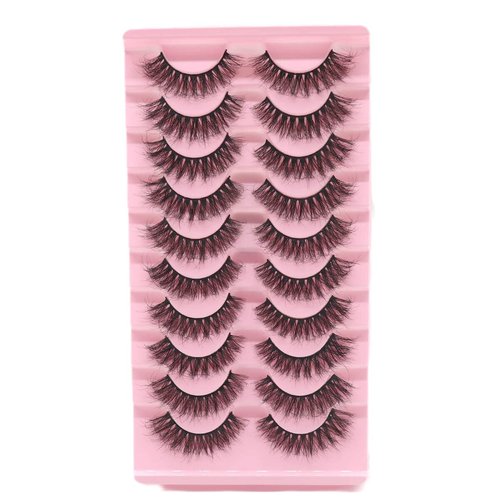VGTE False Eyelashes 16MM Fluffy Wispy Dramatic Faux Mink Lashes Natural Style Fake Eye Lashes 10 Pairs Pack
