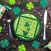 Whaline St. Patrick's Day Paper Dinnerware Set 40 Pack 6.5 x 6.5 Inch Shamrock Hat Lunch Napkins and 40Pcs 9 Inch Lucky Clover Disposable Round Plate for 40 Guests Irish Holiday Dinner Decor Supplies