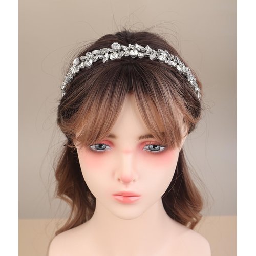 Sither Bridal Crystal Headband for Wedding Women Silver Boho Hair Band Headpiece for Prom Halloween Party Hair Accessories Gift