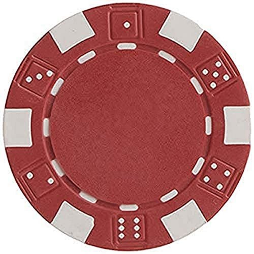 DA VINCI 50 Clay Composite Dice Striped 11.5 Gram Poker Chips, Red