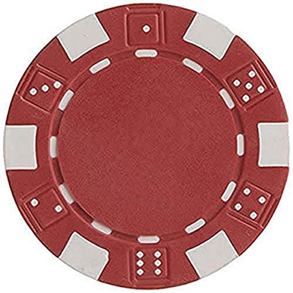 DA VINCI 50 Clay Composite Dice Striped 11.5 Gram Poker Chips, Red