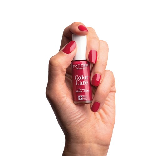 PODERM - nail Polish – Enriched with Tea Tree – Improves nail appearance – Ingredients Natural/Vegan - foot/hand - Swiss Made (Rose Red)