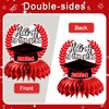 2024 Graduation decorations party centerpieces Class of 2024, 9pcs Graduation decoration party table Honeycomb Centerpieces decor Congrats Grad Party Supplies(Red)