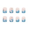 RikView French Tip Press on Nails Short Fake Nails Square Stick on Nails Nails with Waves Design Blue Nails for Women