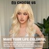 testar Blonde Wigs for White Women 22 Inch Platinum Blonde Wig With Bangs Hair Replacement Wigs Realistic Looking Synthetic Curly Wigs For Daily Party Use