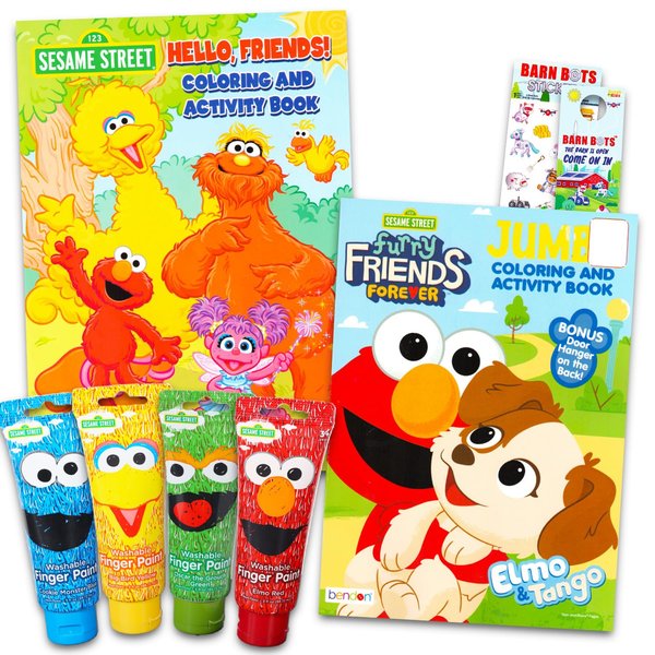 Sesame Street Drawing and Painting Set for Kids - Bundle with Sesame Street Coloring Books, Finger Paints, Stickers, More | Sesame Street Craft Kits for Boys and Girls