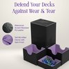 Durable Double Deck Box with Dice Tray - MTG Deck Box Commander Friendly - Protects 200+ Double Sleeved Cards - Designed for MTG Commander Deck Box with Sideloading Card Trays (Lilac Interior)
