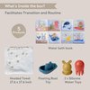 Taf Toys Bath Time Kit for Babies - Including Bath Book, Cotton Hooded Towel, Squeaking Bath Toys, Boat Toy - with 5-Piece Newborn Essentials, Baby Boy Bath Gift Set Baptism Gifts