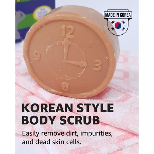 Magic Korean Body Scrub Exfoliating Medicnal Herbs Ddae Soap By Jungjun Industry 정준산업 요술한방미용 때비누 ; Cleanser for Face and Body (3 Oz)