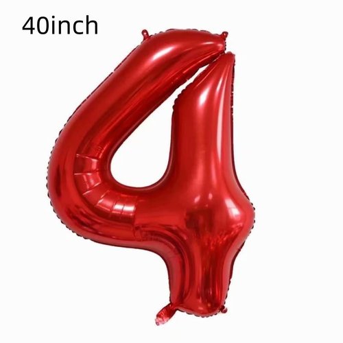Airplane 4th Birthday Party Decorations Balloons，40inch Red Number Balloons 4，4th Birthday Decorations for Boys Airplane Birthday Party Supplies (Red Airplane Numbers 4)