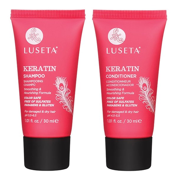 Luseta Keratin Shampoo and Conditioner Smooth and Hydrate Dry Damaged Hair Great for Color Treated Hair Sulfate Free and Gluten Free1.01 Fl Oz×2