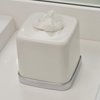 iDesign York Facial Tissue Box Cover for Bathroom and Vanity Countertops, 5.75" x 5.75" x 5.5", Chrome and White