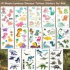 CHARLENT Luminous Dinosaur Tattoos for Kids - 14 Sheets Glow in The Dark Dinosaur Temporary Tattoos for Boys Girls Birthday Party Favors Goodie Bag Fillers