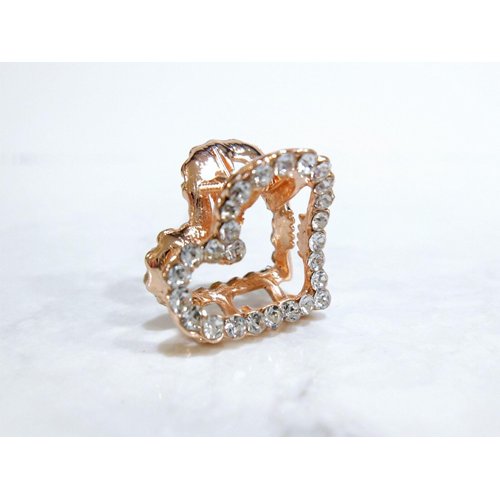 Generic Small mini rose gold heart shaped hair claw clip with crystals