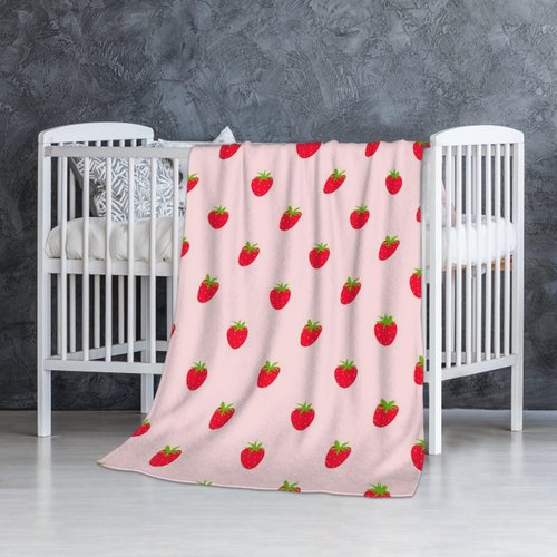SUPERICH Pink Strawberry Baby Blanket for Boys Girls Super Soft Blanket Swaddle Newborn Cozy Receiving Blanket Stroller Throw 40x30 in for Puppy