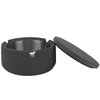 FREELOVE GUOJ Concrete Cigarette Ashtray with Lid & Stainless Steel Liner, Windproof Cement Ash Tray for Indoor or Outdoor Use, Patio, Office & Home(Dark Grey G)