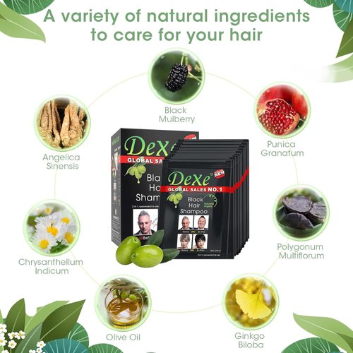 MQUPIN Black Hair Shampoo,10 PCS Instant Black Hair Dye for Men Women Natural Ingredients, Easy to Use, Lasts 30 Days,Permanent Hair Dye