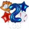 Kwuz Baseball Balloons 2nd Birthday Decorations for Boys | Baseball Birthday Decoration Sports Theme Party Supplies, 32Inch Foil Mylar Number 2 Balloon Navy Blue Red White Sports Balloon Arch Kits