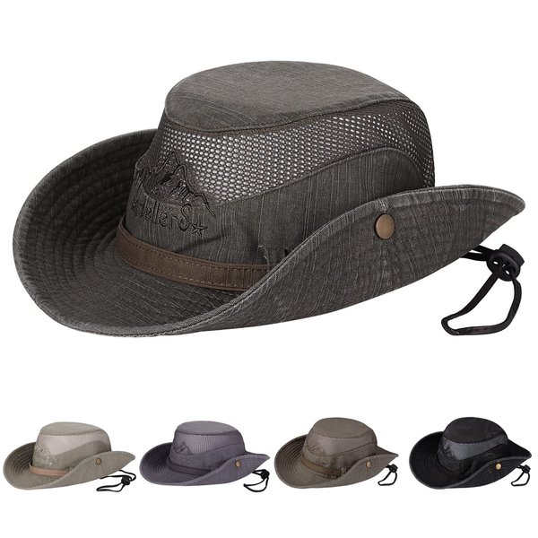 Obling Sun Hat, Fishing Hat UPF 50 Wide Brim Bucket Hat Safari Boonie Hat Army Green
