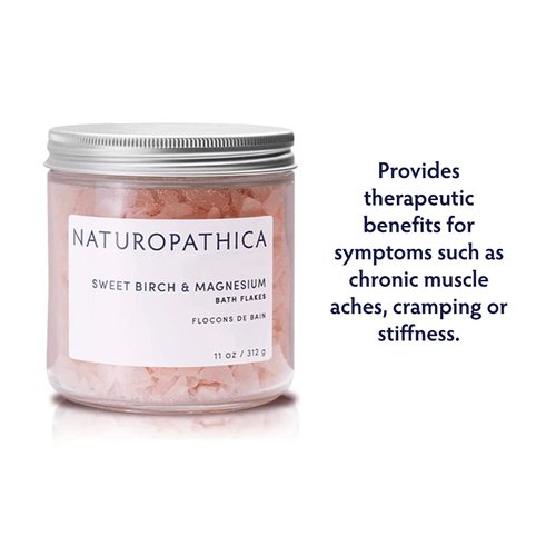 Naturopathica Sweet Birch and Magnesium Bath Flakes, Soothing Daily Bath Soak for Sore Muscles, 11 oz