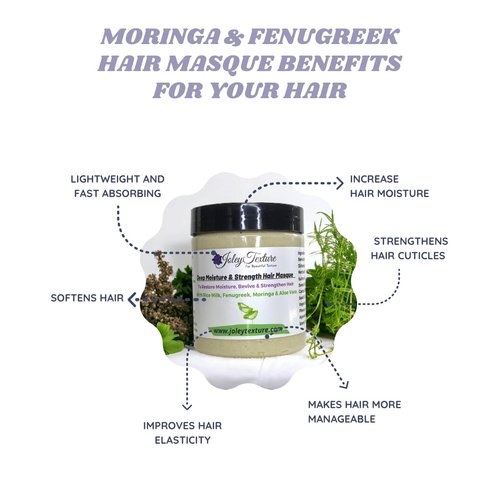 JoleyTexture Moringa fenugreek Hair Mask, with Essentials oils and herbs, For Natural Hair, type 4 hair | For All Hair Textures & Types, For Dry and Damaged Hair, 6 Oz