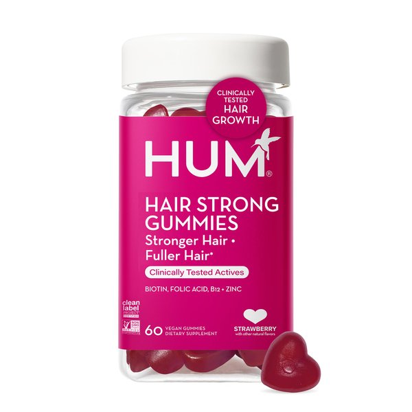 HUM Hair Strong - Daily Gummies with Biotin to Improve Hair Growth - Fo Ti, Folic Acid, Zinc, Vitamin B12 & PABA to Support Healthy Hair, Skin and Nails for Women and Men (30-Day Supply)