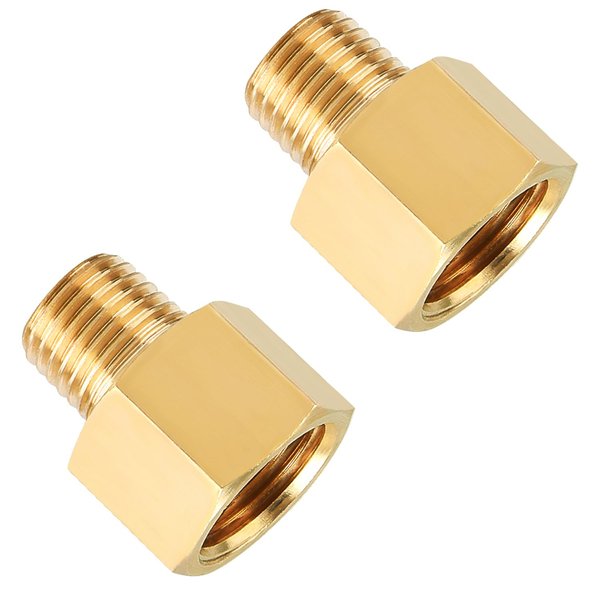 SUNGATOR 3/8 Inch Female to 1/4 Inch Male Reducer Adapter, NPT Brass Pipe Fittings Adapter, 1/4" to 3/8" Male Female NPT Reducer, Brass Reducer Pipe Extension Connector for Gas/Fuels/Oil, Pack of 2