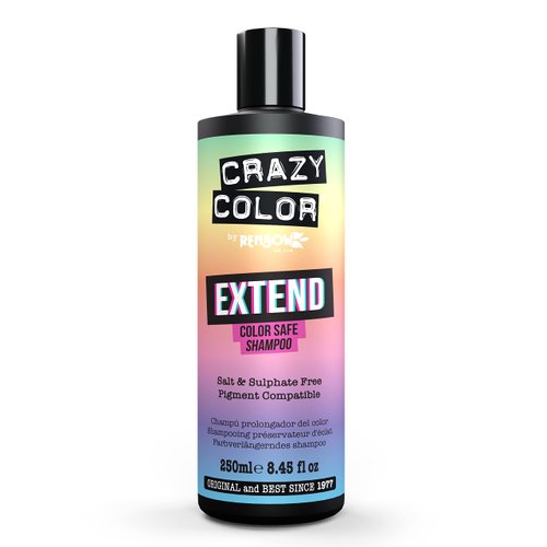 Crazy Color Extend Color Safe Shampoo, 250mL - Sulfate-Free Color Protecting Shampoo for Color Treated Hair with Sunflower Seed, Raspberry Seed, and Other Essential Oils for Enhanced Color Vibrancy