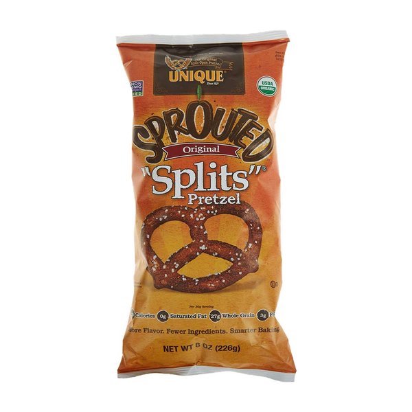 Unique Pretzels Unique Sprouted Whole Grain Splits Pretzels, 8 oz