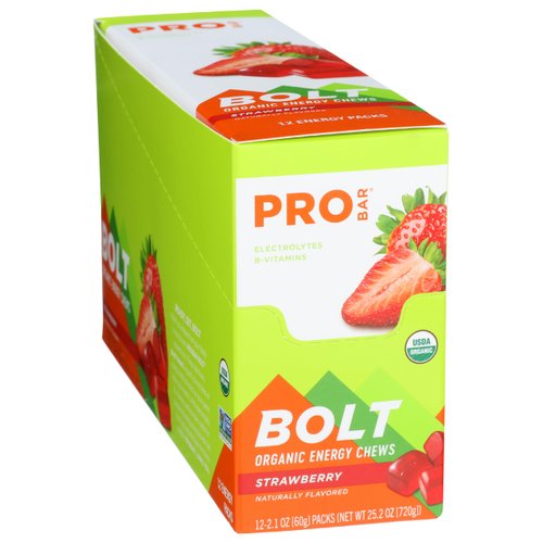 Probar Organic Strawberry Flavored Energy Chews, Non GMO, 2.1 Ounces (Pack Of 12)