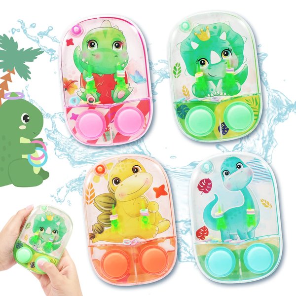 SevenQ Water Games for Kids Handheld, 4 Pack Dinosaur Toys Water Ring Toss Handheld Games Water Toys, Car Game for Kids and Family Stress Relief,Retro Toys Mini Toys for Party Favor Gifts Travel Games