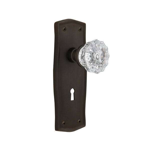 Nostalgic Warehouse Prairie Plate with Keyhole Crystal Glass Knob, Single Dummy, Oil Rubbed Bronze
